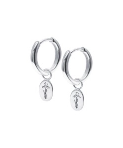 Iris Birth Flower Silver Huggie Earring Charms HO-2708